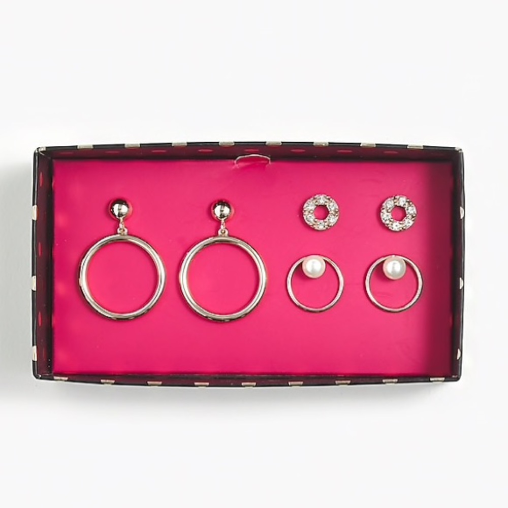 J. Crew Gold Circle Earring Box Set